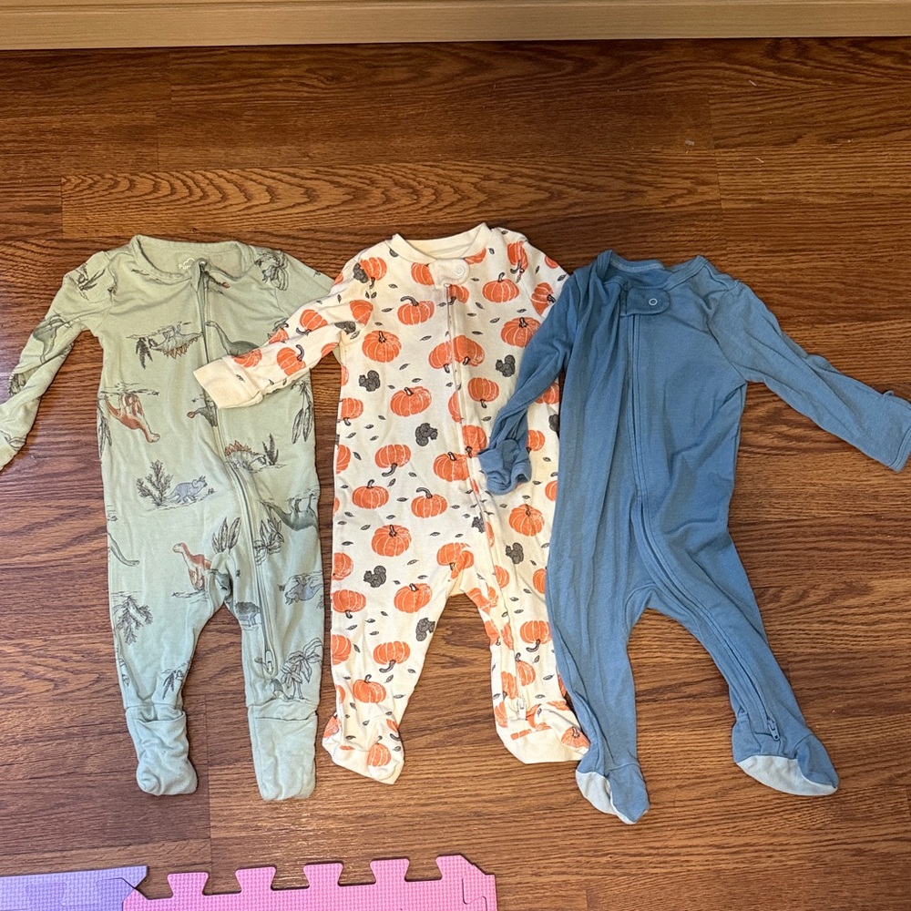 Carter's Kids Footies Set - Green, Cream, and Blue